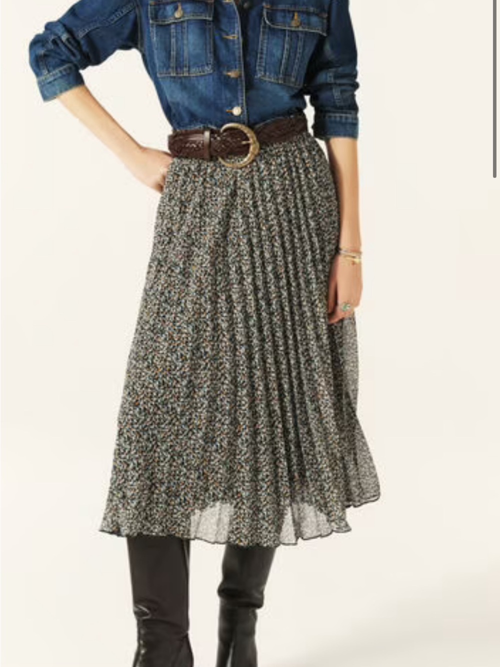 BA&SH kamy Lady midi Pleated Chiffon A line skirt in blue size 2